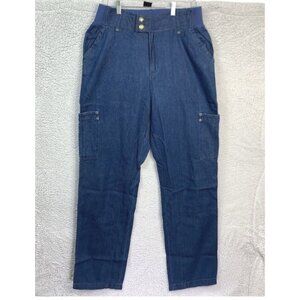 Woman Within NWOT Double Button Front Comfort Waist Cargo Jean Sz 20 Wide Womens